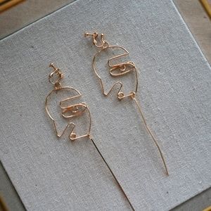 Abstract Face Dangle Drop Earrings